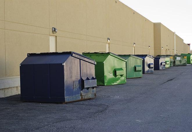 large garbage containers clustered on a construction lot in Foothill Ranch, CA